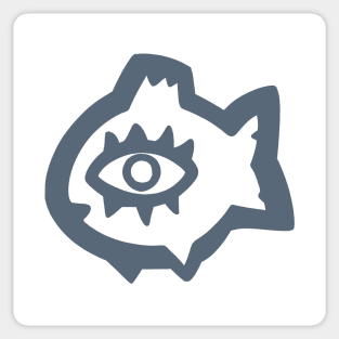 Naive art of a fish with big eye in grey ink Sticker